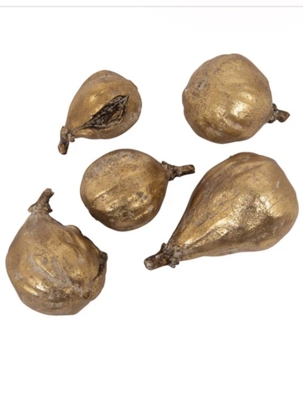 CREATIVE CO-OP NWT 5pc resin fig set -gold